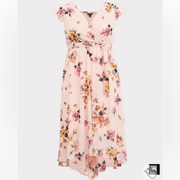 torrid Dresses Torrid Large 2 Hi Lo Dress Blush Pink Floral Chiffon